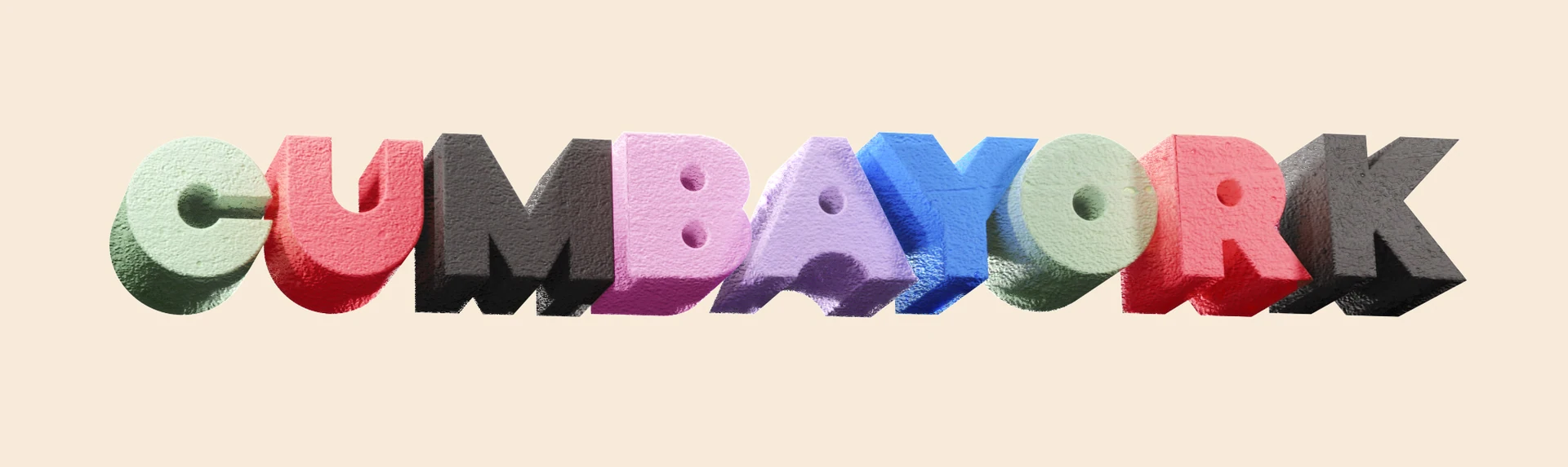 Cumbayork 3D logotype in pink and green