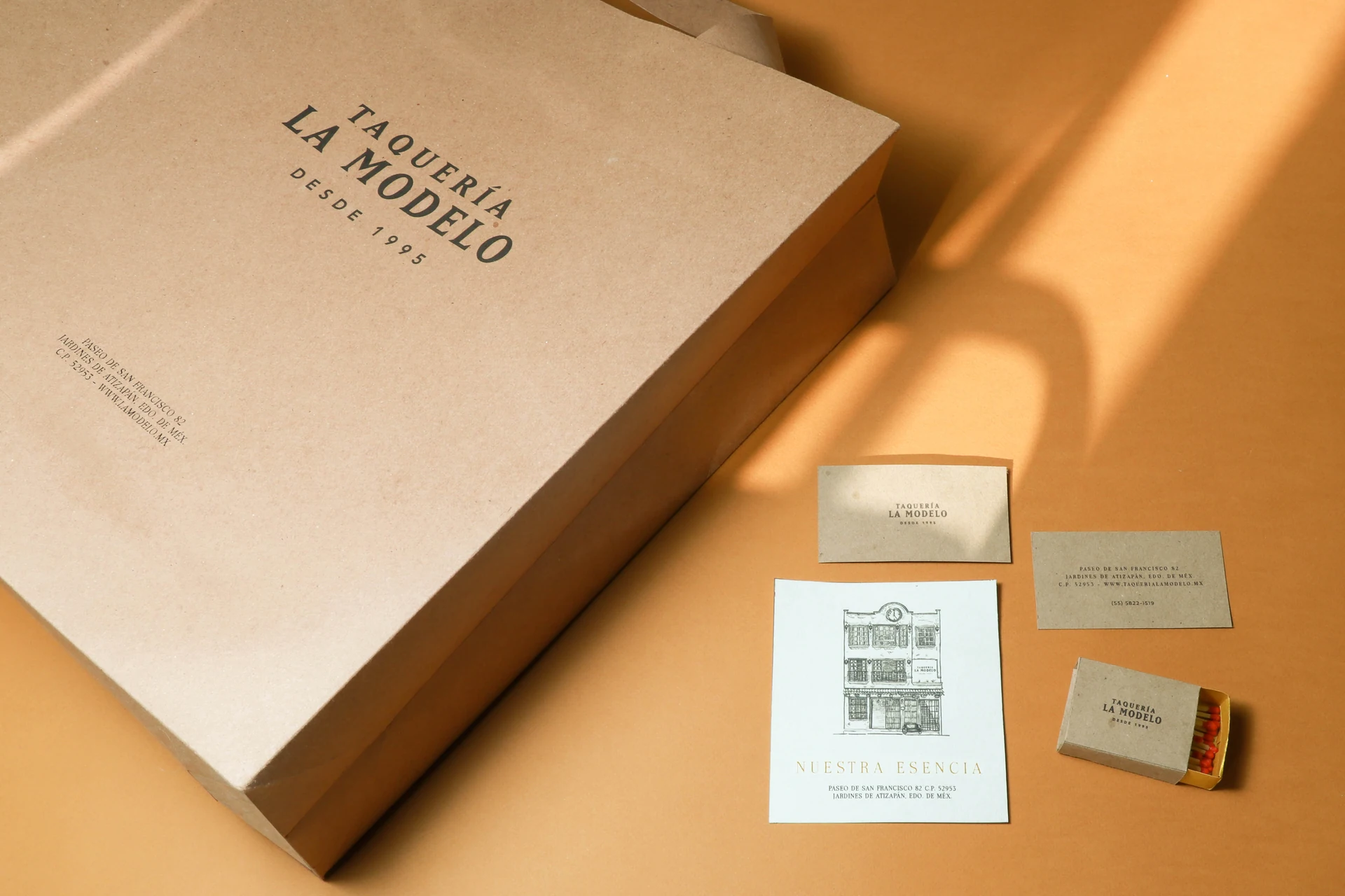 Taquería La Modelo kraft bag, business cards and stationery