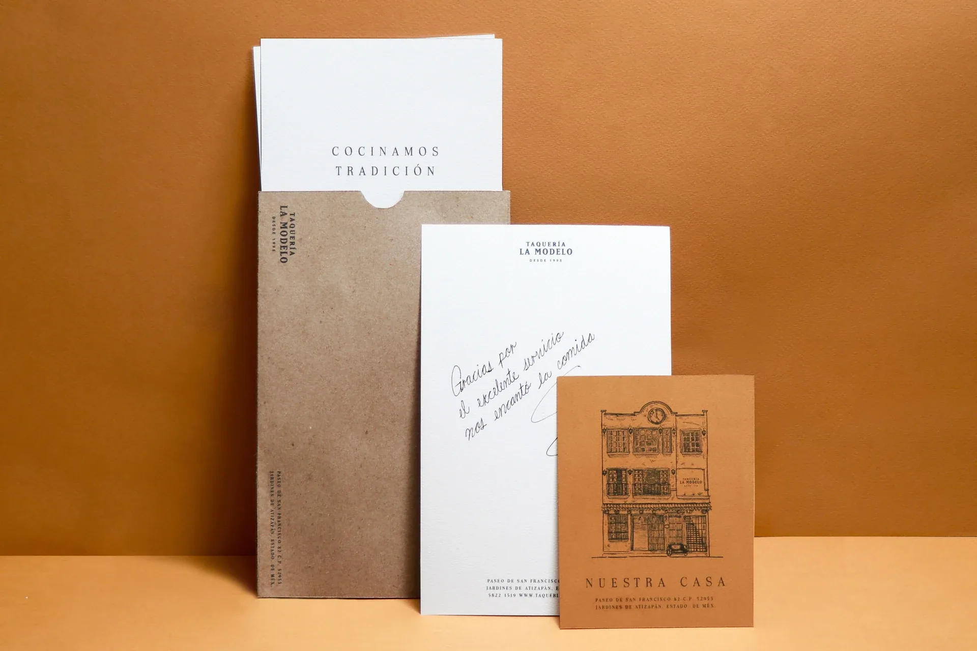 Taquería La Modelo stationery set with folder and illustrated card