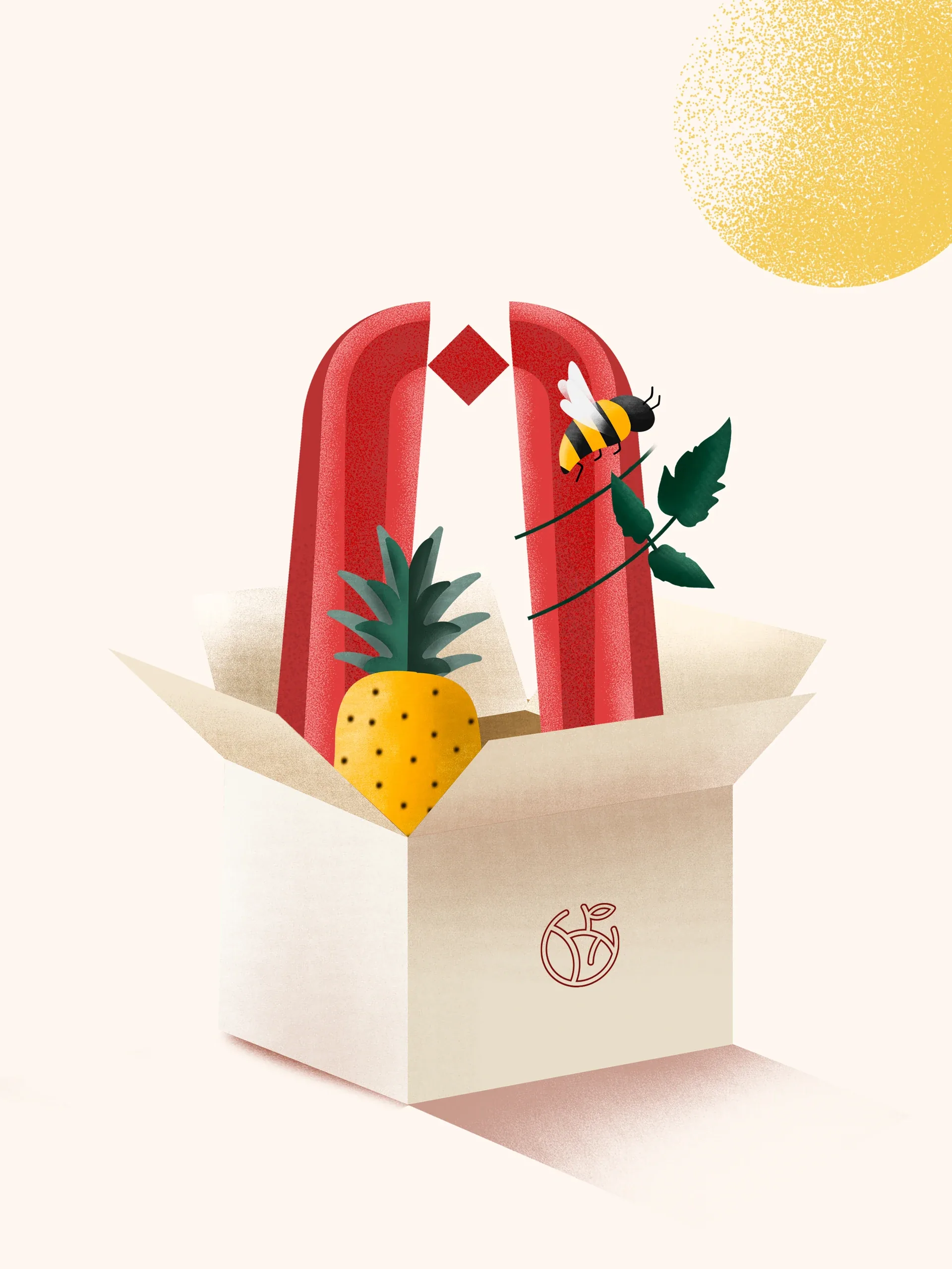 Tierra Serena illustrated delivery box with pineapple